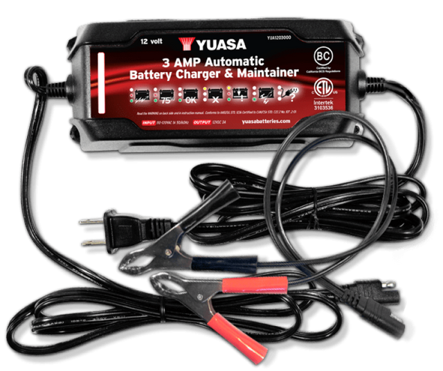 Yuasa 3 Amp Charger & Maintainer - 12V Yuasa Battery Battery Accessories  AXOPROS