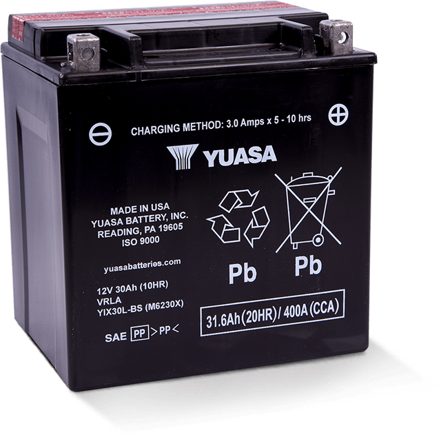 Yuasa YIX30L-BS-PW High Performance Maintenance Free AGM 12-Volt Battery w/Bottle Yuasa Battery Batteries  AXOPROS