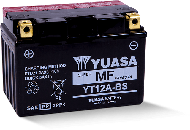 Yuasa YT12A-BS Maintenance Free AGM 12-Volt Battery w/Bottle Yuasa Battery Batteries  AXOPROS