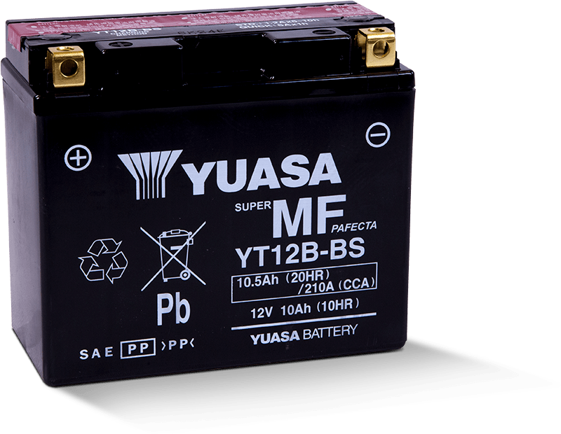 Yuasa YT12B-BS Maintenance Free 12-Volt AGM Battery w/Bottle Yuasa Battery Batteries  AXOPROS