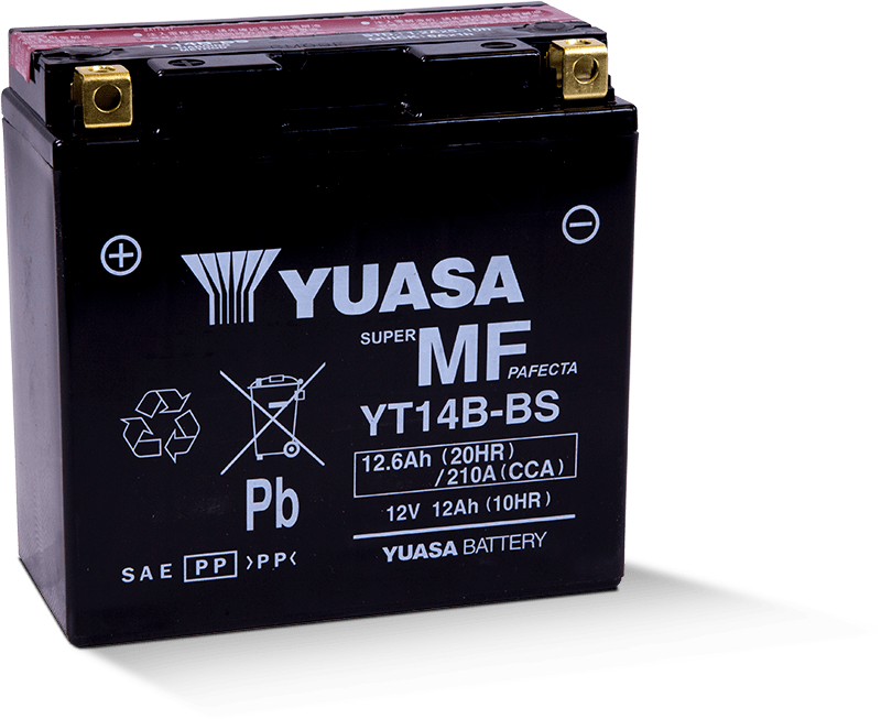 Yuasa YT14B-BS Maintenance Free 12-Volt AGM Battery w/Bottle Yuasa Battery Batteries  AXOPROS