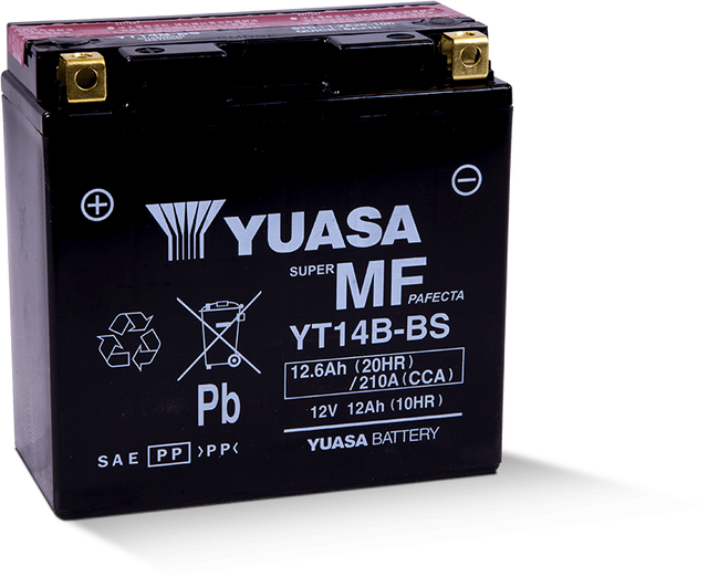 Yuasa YT14B-BS Maintenance Free 12-Volt AGM Battery w/Bottle Yuasa Battery Batteries  AXOPROS