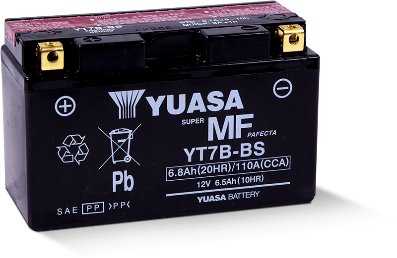 Yuasa YT7B-BS Maintenance Free AGM 12-Volt Battery w/Bottle Yuasa Battery Batteries  AXOPROS