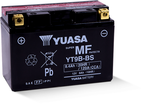 Yuasa YT9B-BS Maintenance Free 12-Volt AGM Battery w/Bottle Yuasa Battery Batteries  AXOPROS