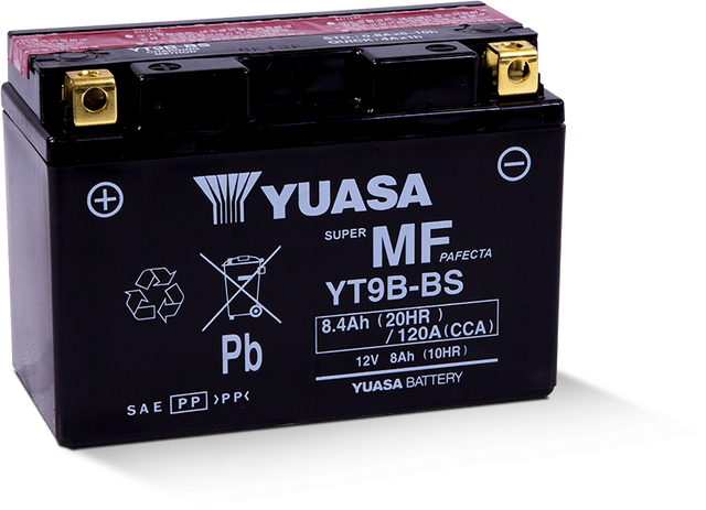 Yuasa YT9B-BS Maintenance Free 12-Volt AGM Battery w/Bottle Yuasa Battery Batteries  AXOPROS