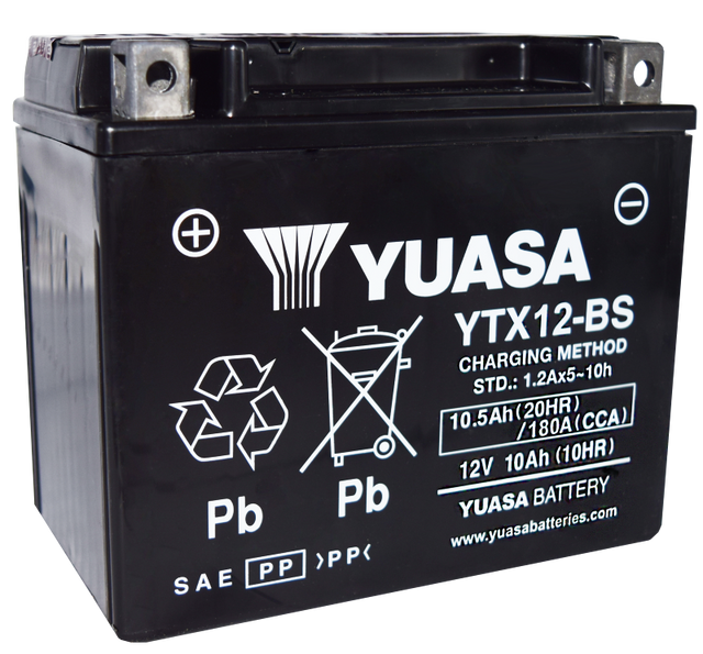 Yuasa YTX12-BS Maintenance Free AGM 12-Volt Battery w/Bottle Yuasa Battery Batteries  AXOPROS