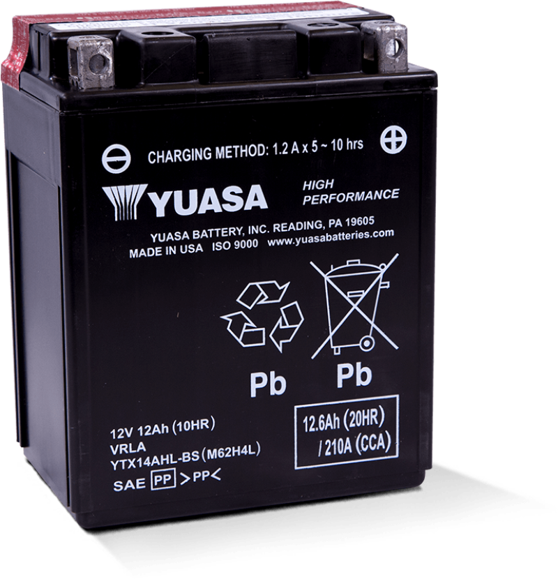 Yuasa YTX14AHL-BS High Performance AGM 12-Volt Battery w/Bottle Yuasa Battery Batteries  AXOPROS