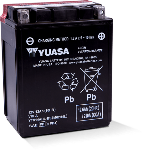 Yuasa YTX14AHL-BS High Performance AGM 12-Volt Battery w/Bottle Yuasa Battery Batteries  AXOPROS