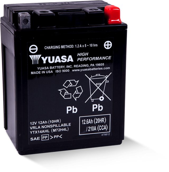 Yuasa YTX14AHL Maintenance Free AGM 12-Volt Battery Yuasa Battery Batteries  AXOPROS