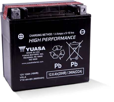 Yuasa YTX14H-BS High Performance AGM 12-Volt Battery w/Bottle Yuasa Battery Batteries  AXOPROS