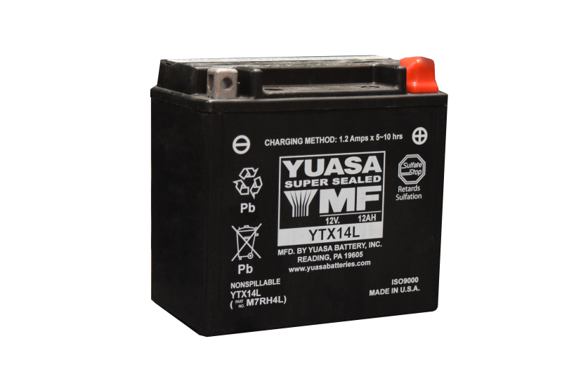 Yuasa YTX14L Maintenance Free AGM 12-Volt Battery Yuasa Battery Batteries  AXOPROS