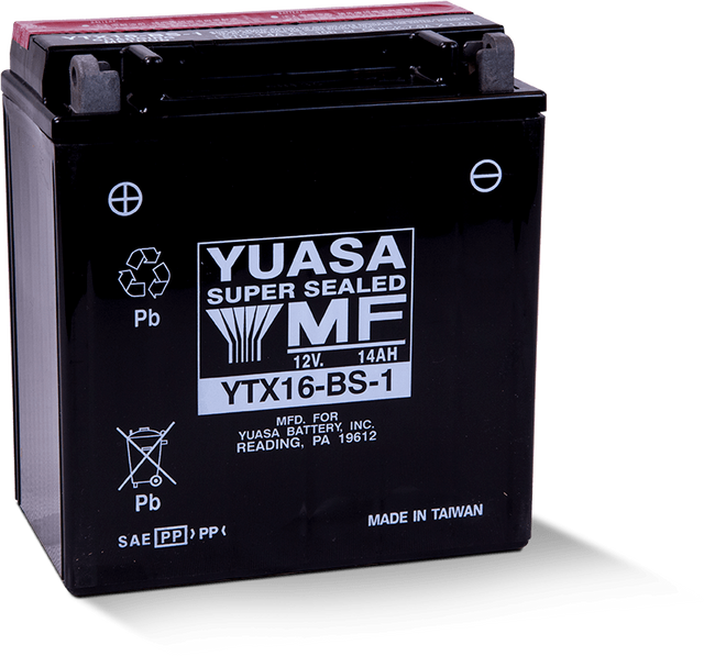 Yuasa YTX16-BS-1 Maintenance Free AGM 12-Volt Battery w/Bottle Yuasa Battery Batteries  AXOPROS