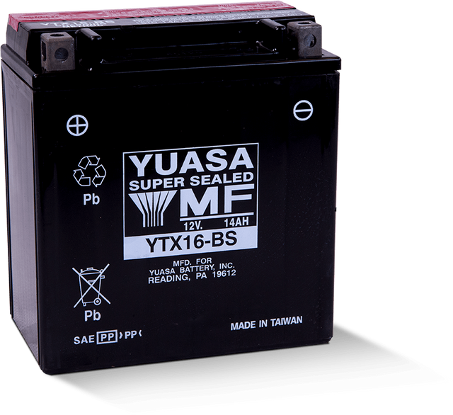 Yuasa YTX16-BS Maintenance Free AGM 12-Volt Battery w/Bottle Yuasa Battery Batteries  AXOPROS