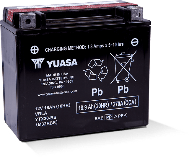 Yuasa YTX20-BS Maintenance Free AGM 12-Volt Battery w/Bottle Yuasa Battery Batteries  AXOPROS