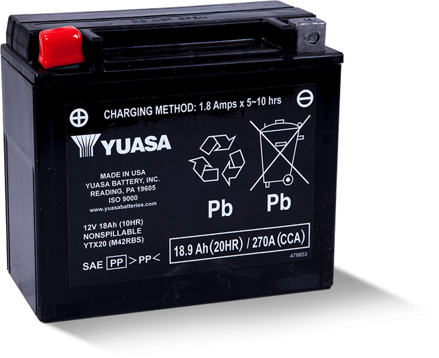 Yuasa YTX20 Maintenance Free AGM 12-Volt Battery Yuasa Battery Batteries  AXOPROS