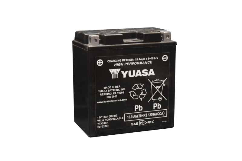 Yuasa YTX20CH Maintenance Free AGM 12-Volt Battery Yuasa Battery Batteries  AXOPROS