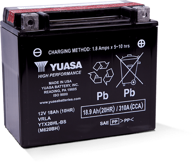 Yuasa YTX20HL-BS High Performance AGM Battery w/Bottle Yuasa Battery Batteries  AXOPROS