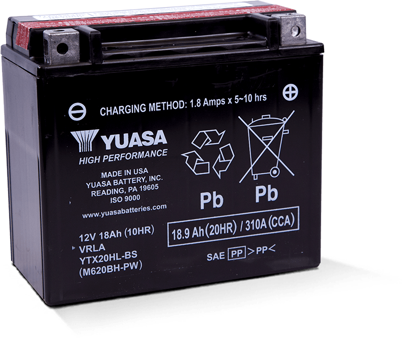 Yuasa YTX20HL-BS-PW High Performance AGM Battery w/Bottle Yuasa Battery Batteries  AXOPROS