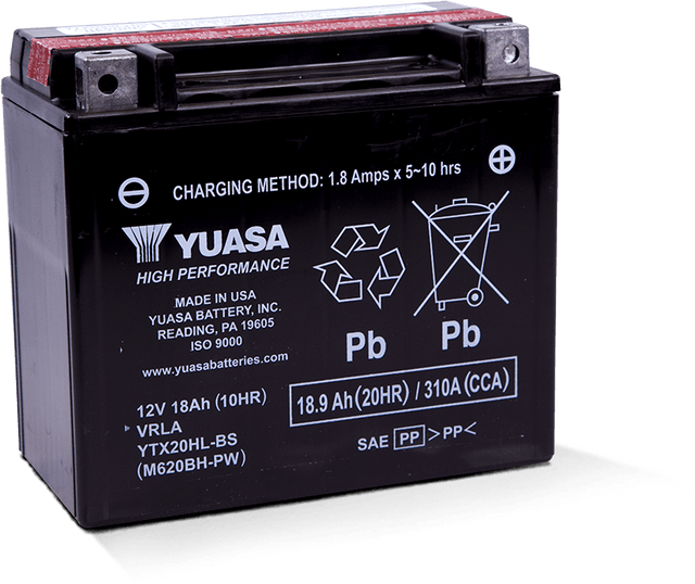 Yuasa YTX20HL-BS-PW High Performance AGM Battery w/Bottle Yuasa Battery Batteries  AXOPROS