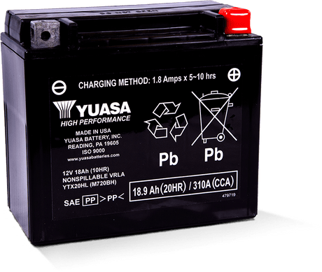Yuasa YTX20HL Maintenance Free AGM 12-Volt Battery Yuasa Battery Batteries  AXOPROS