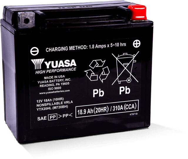 Yuasa YTX20HL Maintenance Free AGM 12-Volt Battery Yuasa Battery Batteries  AXOPROS