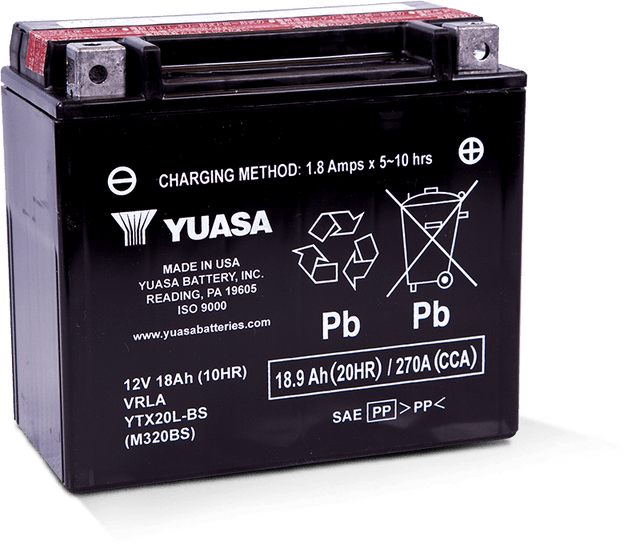 Yuasa YTX20L-BS Maintenance Free AGM 12-Volt Battery w/Bottle Yuasa Battery Batteries  AXOPROS