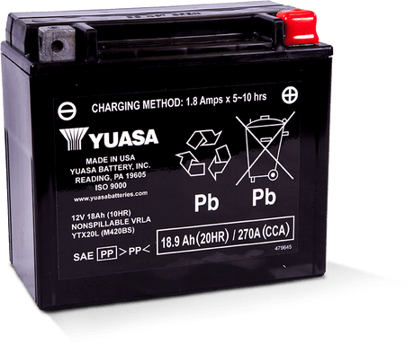 Yuasa YTX20L Maintenance Free AGM 12-Volt Battery Yuasa Battery Batteries  AXOPROS