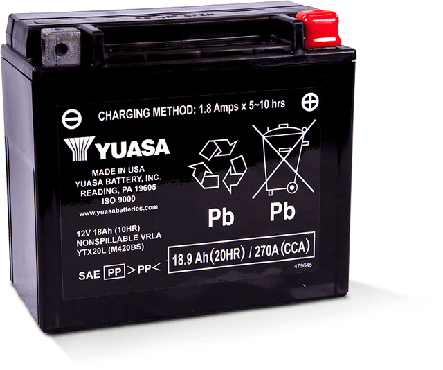 Yuasa YTX20L Maintenance Free AGM 12-Volt Battery Yuasa Battery Batteries  AXOPROS