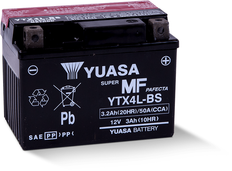 Yuasa YTX4L-BS Maintenance Free AGM 12-Volt Battery w/Bottle Yuasa Battery Batteries  AXOPROS