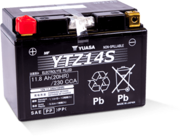 Yuasa YTZ14S Maintenance Free AGM 12-Volt Battery Yuasa Battery Batteries  AXOPROS