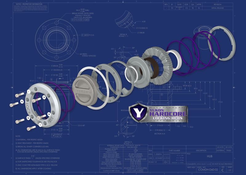 Yukon Gear Hardcore Locking Hub Set For Dana 44 / GM & Ford 1/2 & 3/4 Ton / 19 Spline Yukon Gear & Axle Differential Install Kits  AXOPROS