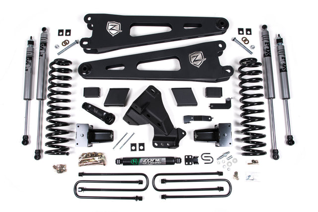 Zone 5" Radius Arm Suspension Lift Kit 3" Rear Block 3 Leaf Main - Fox Shocks Zone Offroad Suspension Lift Kit  AXOPROS