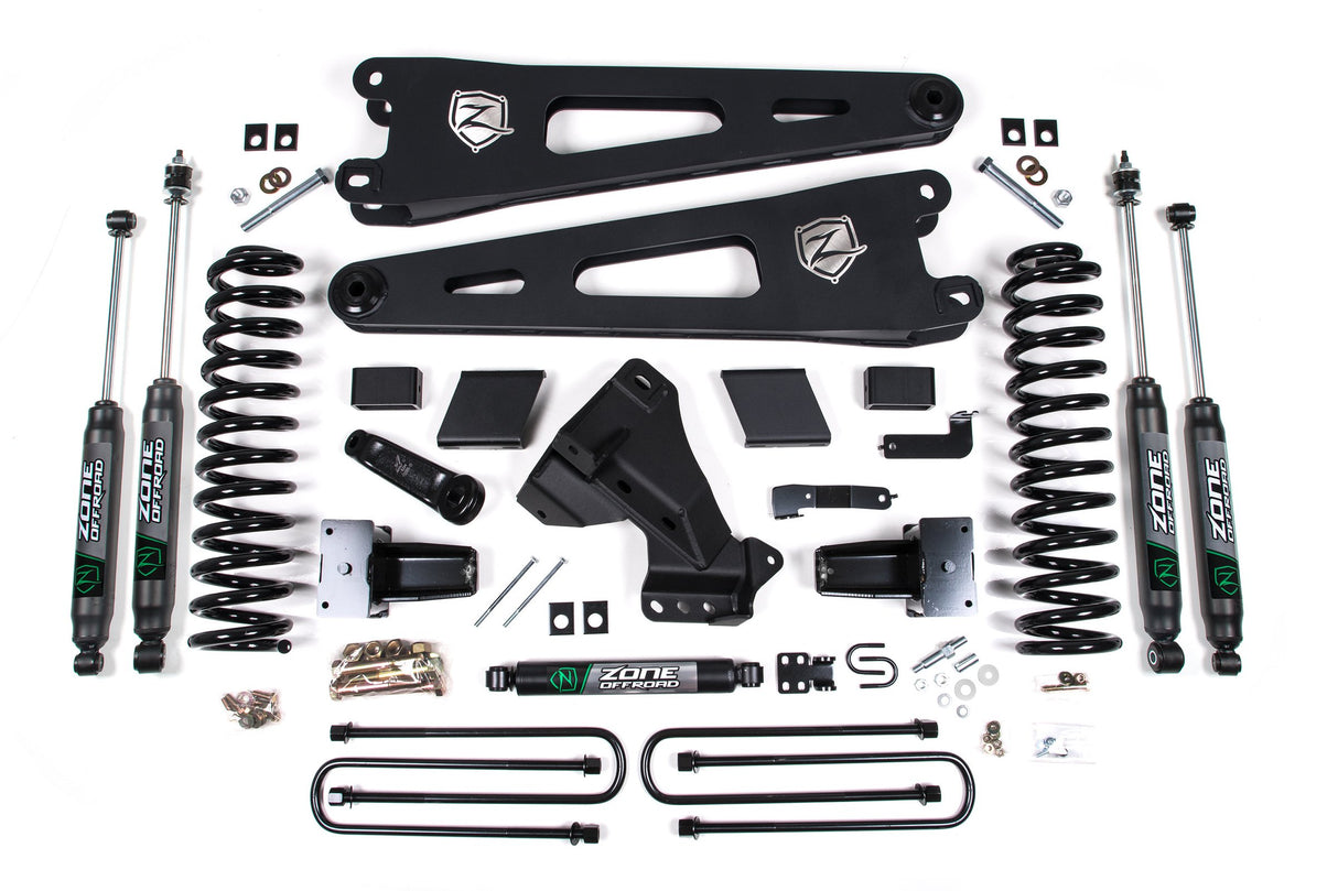Zone 5" Radius Arm Suspension Lift Kit 3" Rear Block 3 Leaf Main - Nitro Shocks Zone Offroad Suspension Lift Kit  AXOPROS