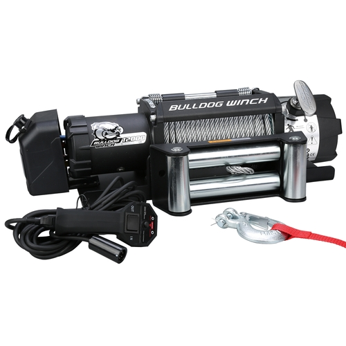 Bulldog Winch 10040 - 12000lb Trailer Winch With Synthetic Rope, Hawsee Fairlad