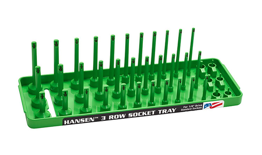Hansen Global 14033 - 1/4? Drive Standard Regular, Semi-Deep, Deep Socket Holder Green