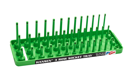 Hansen Global 14043 - Metric Three Row Socket Tray for 1/4 Drive Sockets Green