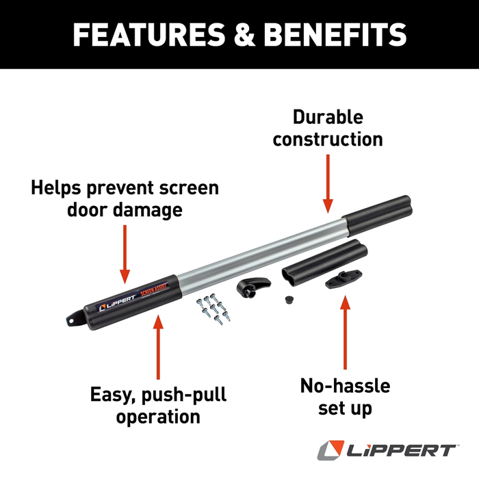Lippert Components 2021000090 - Adjustable Screen Door Push Bar - 26-30" Doors
