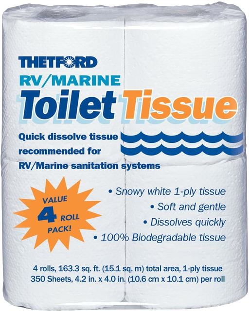 Thetford 20804 - RV/Marine Toilet Tissue, Single Ply (box of 24)