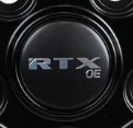RTX 210K62ASBOE - Center Cap Satin Black RTXoe Chrome with Black Background