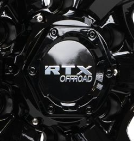 RTX 3834L125B1 - Center Cap Gloss Black RTX Offroad Chrome Black Background