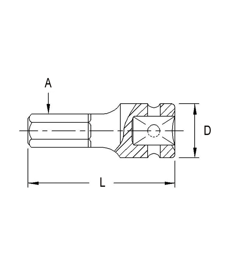 1/2" DR.13MM 60MML HEX SOCKET