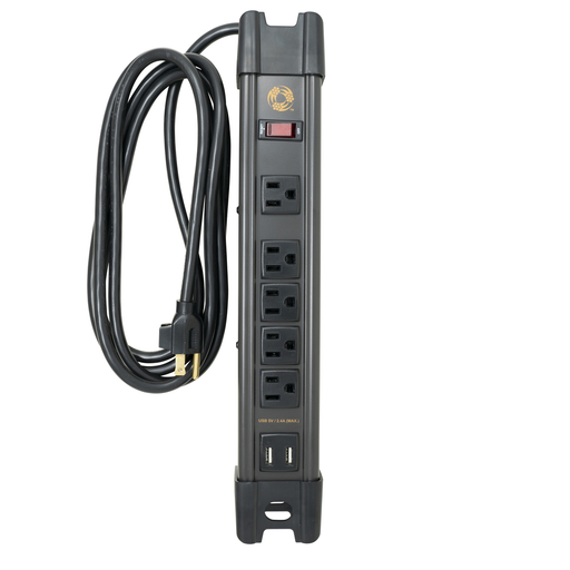 Southwire 5127 - All-Metal, Heavy-Duty Magnetic Power Strip with 2 x 2.4 Amp USB, 5 Outlets and 8 foot Cord