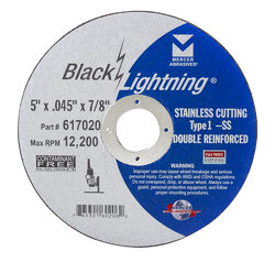 Mercer 617010 - 4-1/2"x0.045"x7/8" Black Lightning Cut-Off Wheel for Stainless Steel - Type 1