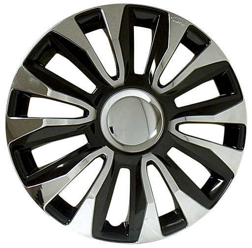 RTX 80-1284 - (4) ABS Wheel Covers - Black & Chrome 14"
