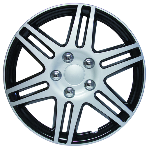 RTX 80-1417  - (4) ABS Wheel Covers - Black & Silver 17"