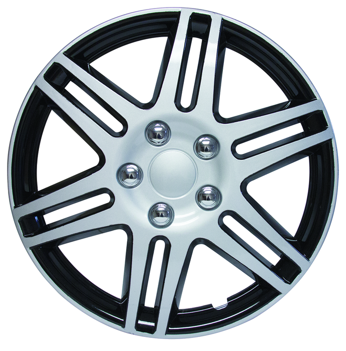 RTX 80-1417  - (4) ABS Wheel Covers - Black & Silver 17"