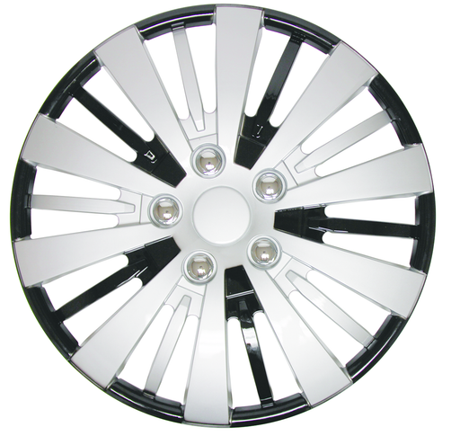 RTX CF80-1465SB  - (4) ABS Wheel Covers - Black & Silver 15"