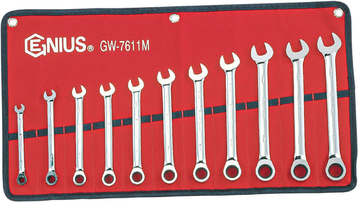 Genius GW-7611M - Ratcheting Wrench Set Metric 11 Pcs (8 to 19 mm)