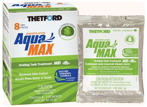 Thetford 96674 - AquaMax Waste Holding Tank Treatment - Summer Cypress - (8) 2 Oz Dry Packets