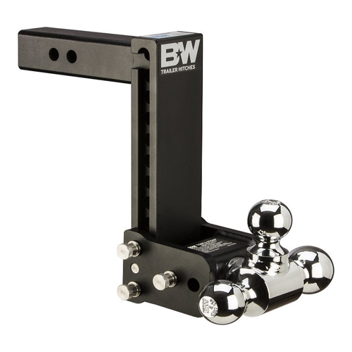BW TS10050B - Class 4, Tow & Stow Adjustable 9" Drop Black Tri-Ball Mount for 2" Receivers